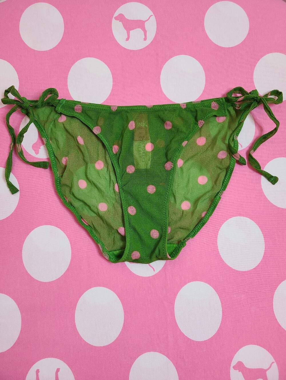 NWT Rare VTG VS PINK Sheer Mesh Side Tie String Bikini Panty Size XS/S